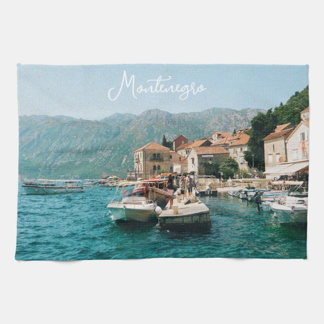 Coastal town of Perast,  Montenegro  Kitchen Towel (Horizontal)