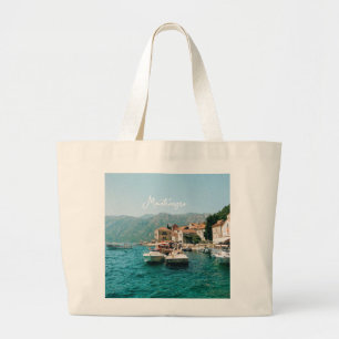 Coastal town of Perast, Montenegro Large Tote Bag