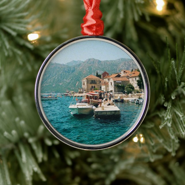 Coastal town of Perast,  Montenegro  Metal Ornament (Tree)