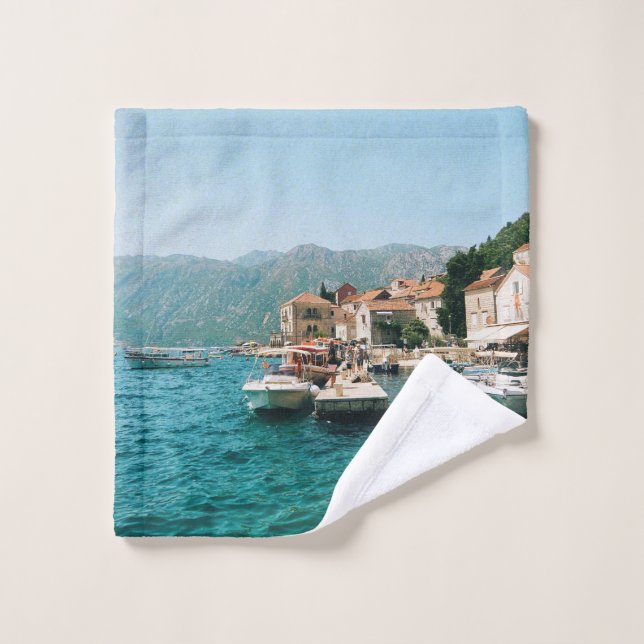Coastal town of Perast,  Montenegro  Wash Cloth (Wash Cloth)