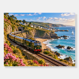 Coastal Train Along the Cliffs Poster