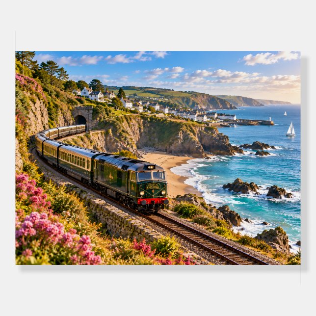 Coastal Train Along the Cliffs Poster (Front)