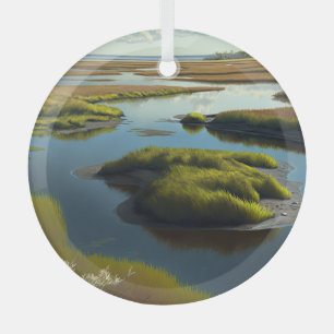 Coastal Tranquility Glass Ornament