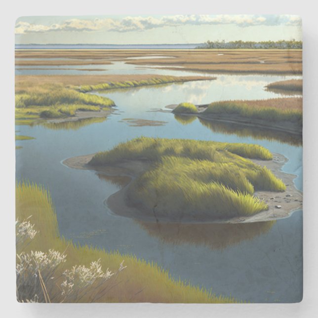 Coastal Tranquility Stone Coaster (Front)