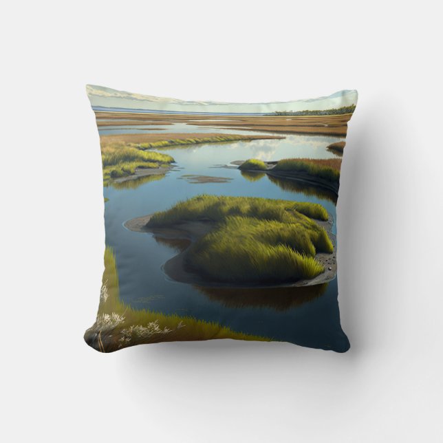 Coastal Tranquility Throw Pillow (Front)