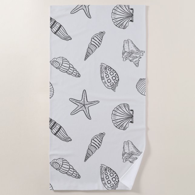 Coastal Treasure Ocean Gray Beach Towel (Front)