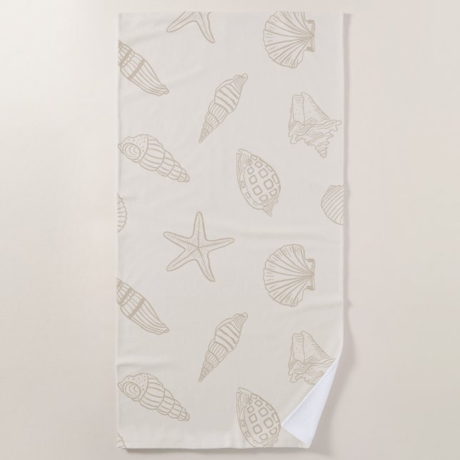 Coastal Treasure Sandy Taupe Beach Towel (Front)