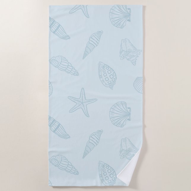 Coastal Treasure Seafoam Blue Beach Towel (Front)