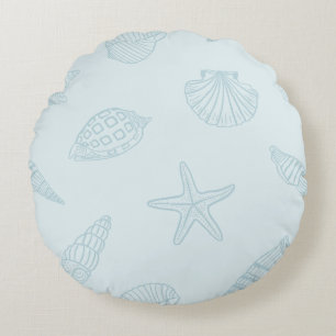 Coastal Treasures Seafoam Blue Round Pillow