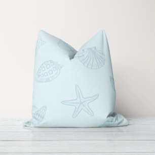 Coastal Treasures Seafoam Blue Throw Pillow