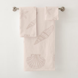 Coastal Treasures Shell Pink Bath Towel Set