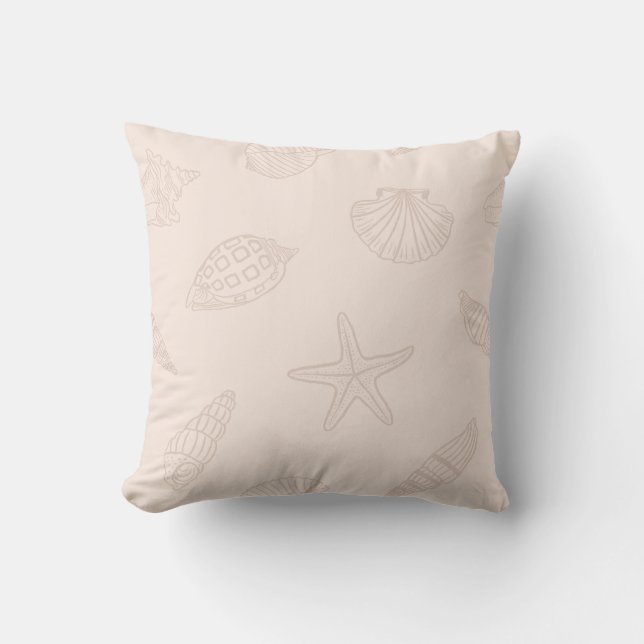 Coastal Treasures Shell Pink Throw Pillow (Front)