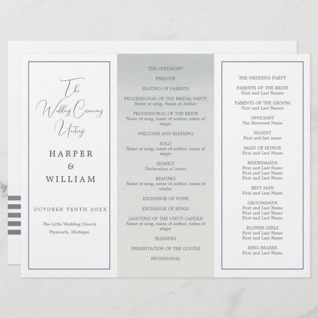 Coastal Tri-Fold wedding program (Front/Back)