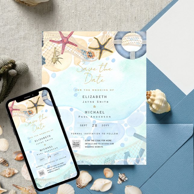 Coastal Tropical Beach Destination Wedding Invitation (Creator Uploaded)