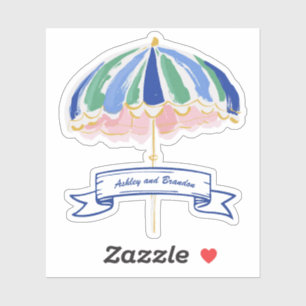 Coastal Tropical Beach Umbrella Personalized Sticker