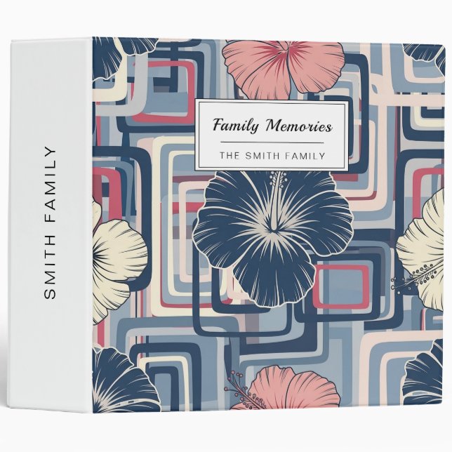 Coastal Tropical Hibiscus Pattern (10) 3 Ring Binder (Front/Spine)