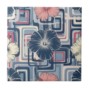 Coastal Tropical Hibiscus Pattern (10) Ceramic Tile