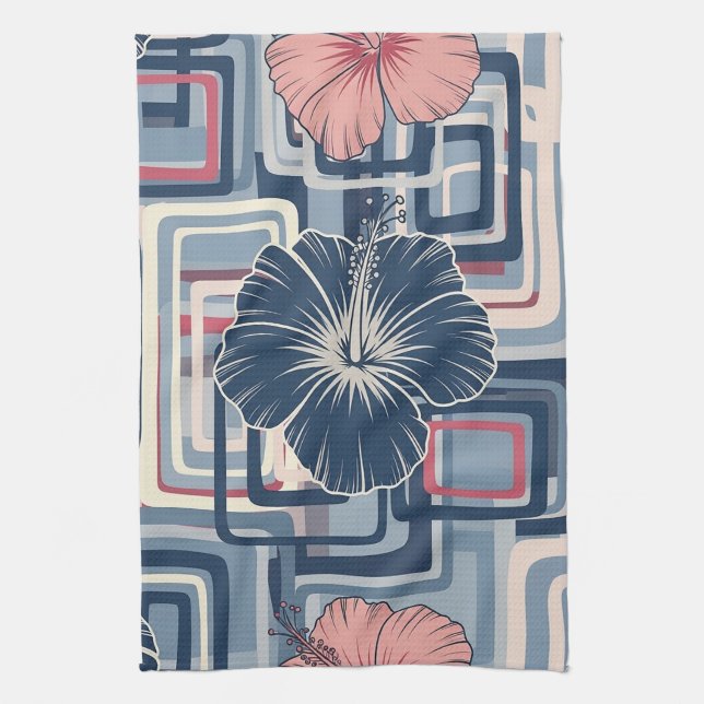 Coastal Tropical Hibiscus Pattern (10) Kitchen Towel (Vertical)