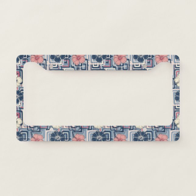 Coastal Tropical Hibiscus Pattern (10) License Plate Frame (Front)