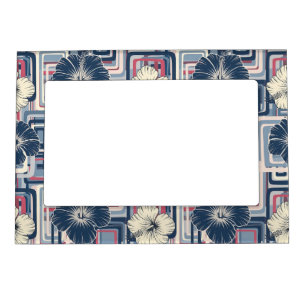 Coastal Tropical Hibiscus Pattern (10) Magnetic Frame