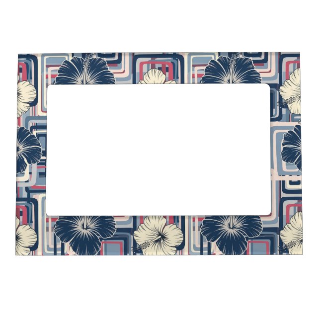 Coastal Tropical Hibiscus Pattern (10) Magnetic Frame (Front)
