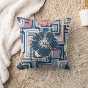 Coastal Tropical Hibiscus Pattern (10) Throw Pillow