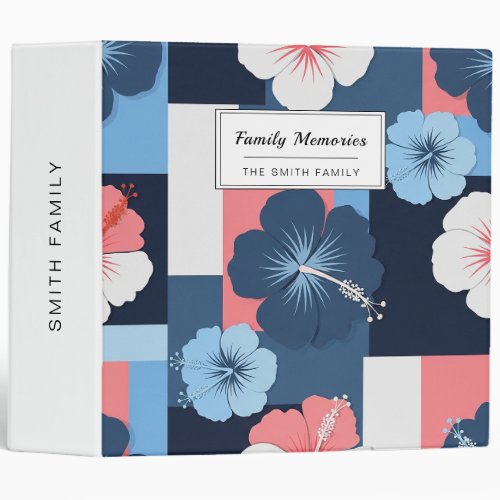 Coastal Tropical Hibiscus Pattern (11) 3 Ring Binder