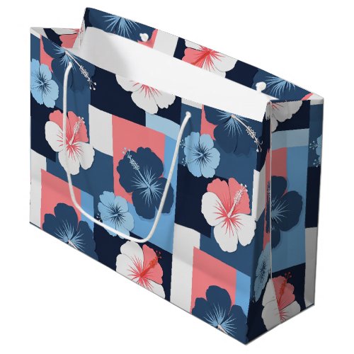 Coastal Tropical Hibiscus Pattern (11) Large Gift Bag