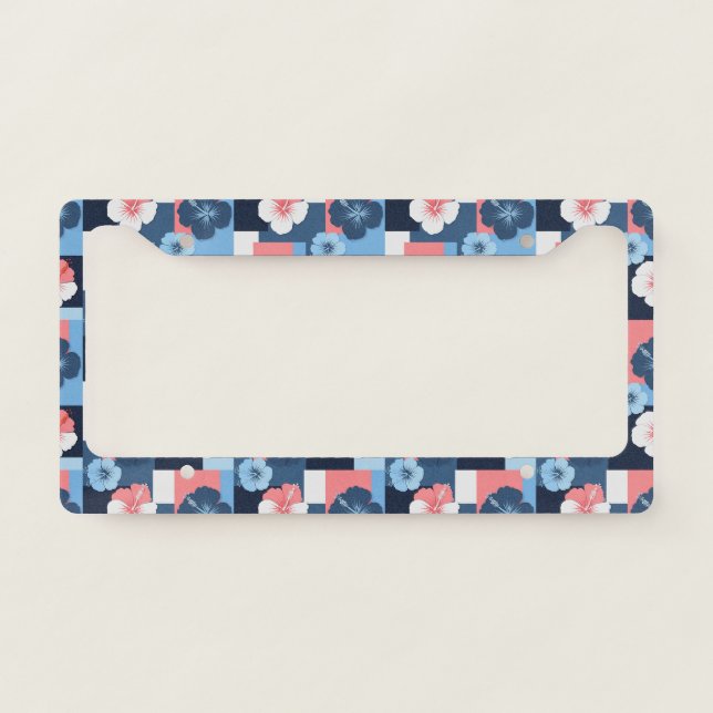 Coastal Tropical Hibiscus Pattern (11) License Plate Frame (Front)
