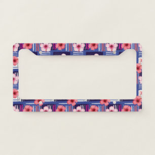 Coastal Tropical Hibiscus Pattern (12) License Plate Frame