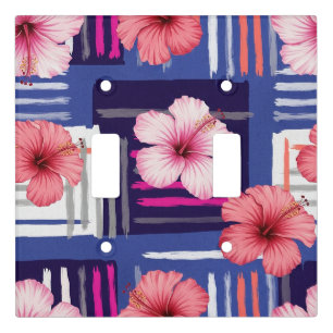 Coastal Tropical Hibiscus Pattern (12) Light Switch Cover
