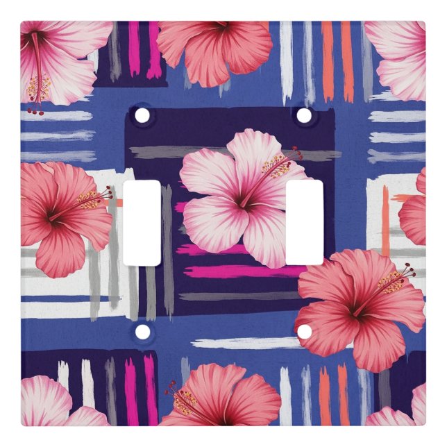 Coastal Tropical Hibiscus Pattern (12) Light Switch Cover (Front)