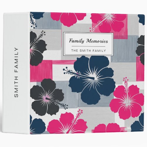 Coastal Tropical Hibiscus Pattern (13) 3 Ring Binder