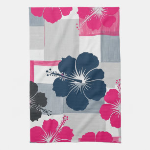 Coastal Tropical Hibiscus Pattern (13) Kitchen Towel