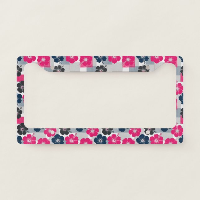 Coastal Tropical Hibiscus Pattern (13) License Plate Frame (Front)