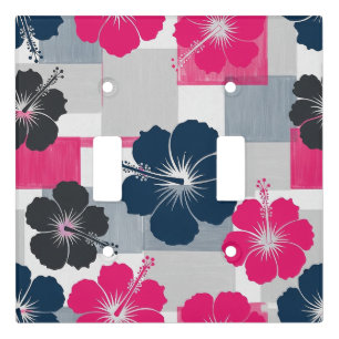 Coastal Tropical Hibiscus Pattern (13) Light Switch Cover