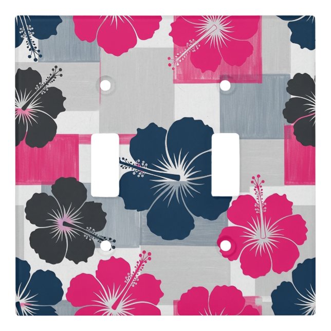Coastal Tropical Hibiscus Pattern (13) Light Switch Cover (Front)