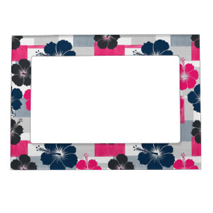 Coastal Tropical Hibiscus Pattern (13) Magnetic Frame