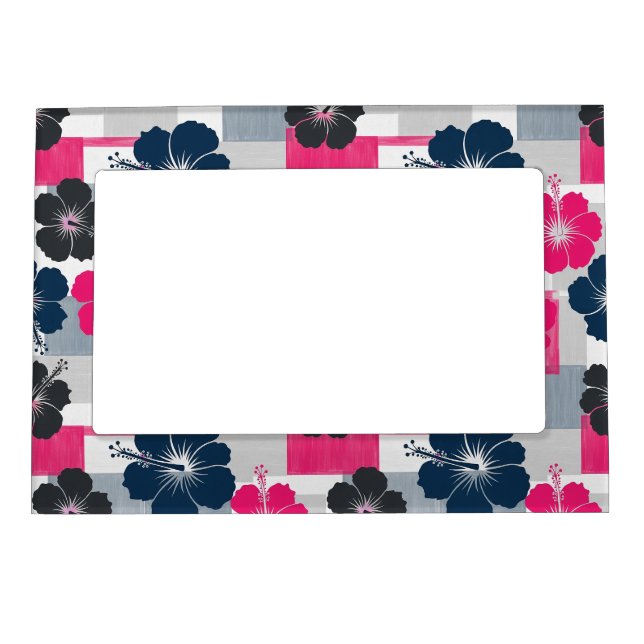 Coastal Tropical Hibiscus Pattern (13) Magnetic Frame (Front)