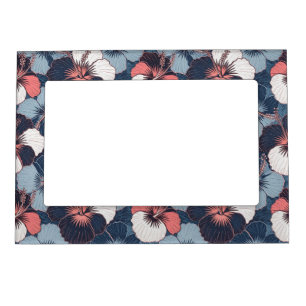 Coastal Tropical Hibiscus Pattern (14) Magnetic Frame