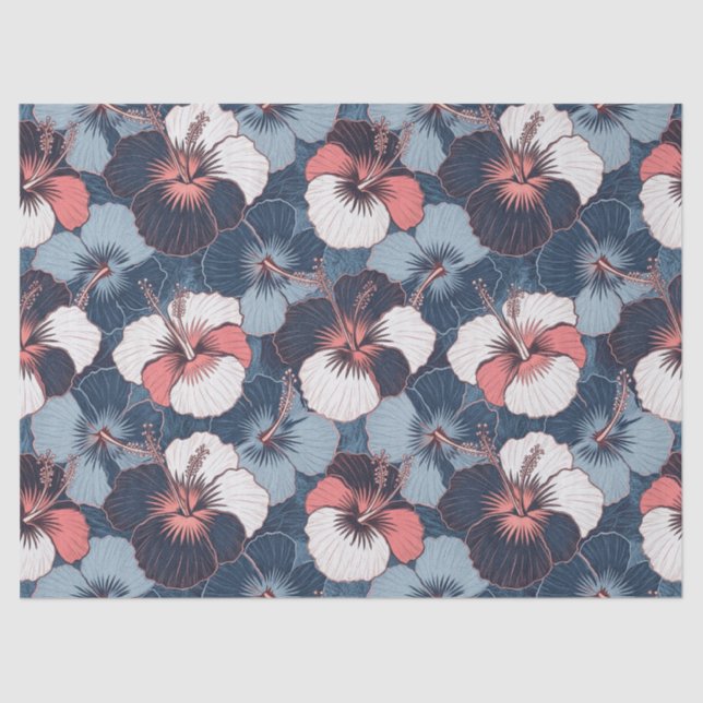 Coastal Tropical Hibiscus Pattern (14) Tissue Paper (Front)