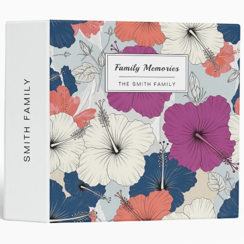 Coastal Tropical Hibiscus Pattern (15) 3 Ring Binder
