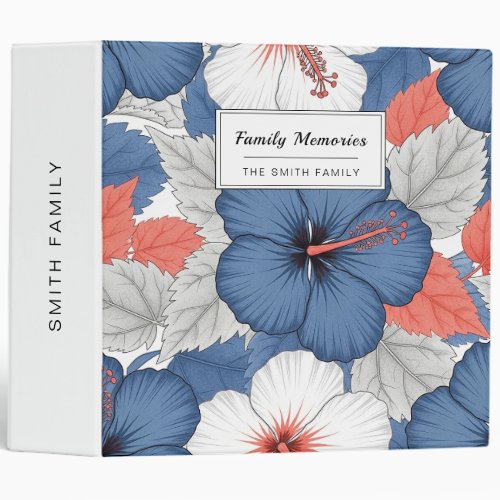 Coastal Tropical Hibiscus Pattern (1) 3 Ring Binder