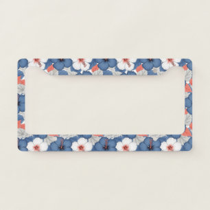 Coastal Tropical Hibiscus Pattern (1) License Plate Frame