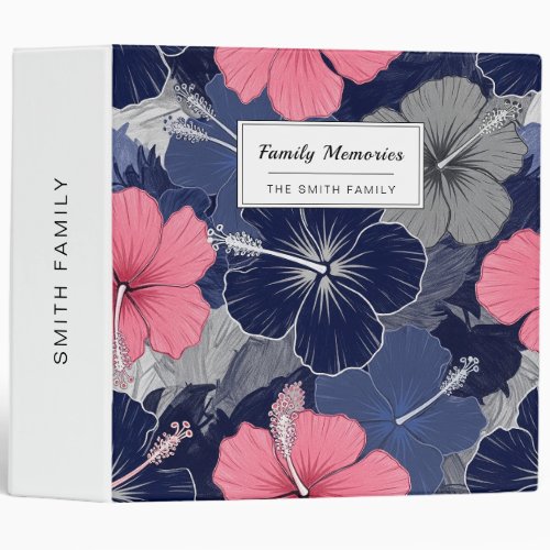 Coastal Tropical Hibiscus Pattern (2) 3 Ring Binder