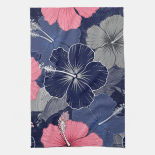 Coastal Tropical Hibiscus Pattern (2) Kitchen Towel