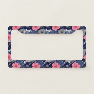 Coastal Tropical Hibiscus Pattern (2) License Plate Frame