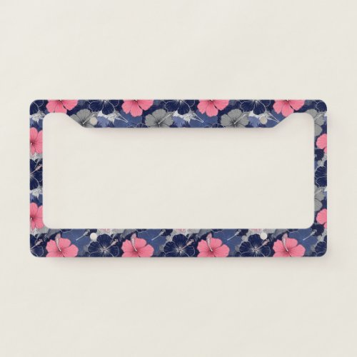 Coastal Tropical Hibiscus Pattern (2) License Plate Frame