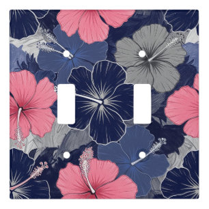 Coastal Tropical Hibiscus Pattern (2) Light Switch Cover