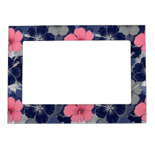 Coastal Tropical Hibiscus Pattern (2) Magnetic Frame